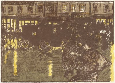 Street in the Evening, in the Rain, Lithograph from the Series Some Aspects of Life in Paris by Pierre Bonnard